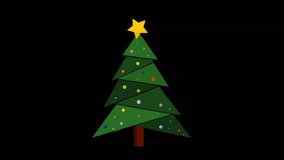 Christmas tree animation on a black screen, featuring glowing lights, ornaments, and festive sparkle. Perfect for holiday greetings or creative projects - Powered by Shutterstock - Get 15% off with code: PIKWIZARD15