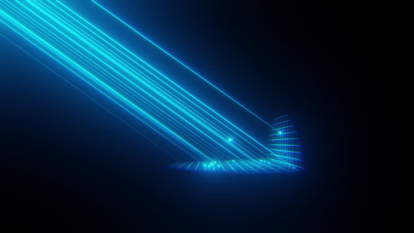 A drone equipped with sensors scans a hard-to-reach area using blue laser beams in a futuristic digital environment.