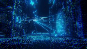 A drone equipped with sensors scans a hard-to-reach area using blue laser beams in a futuristic digital environment. - Powered by Shutterstock - Get 15% off with code: PIKWIZARD15