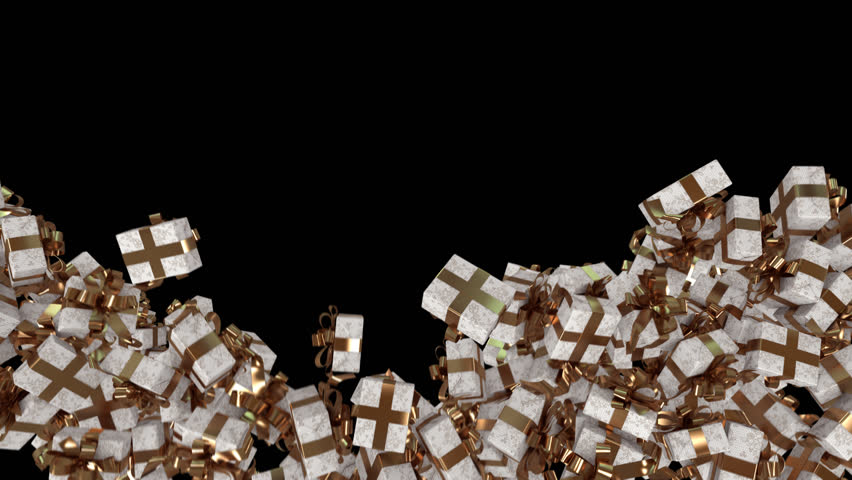 Christmas Box Transition on Alpha channel. 3D Rendering. Transition of box Christmas place on footage or background and easier to adjust colour.
