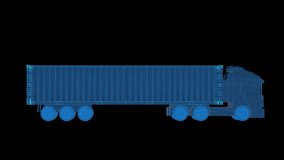 A highly detailed 3D model of a container truck with polished textures for the body, wheels, and container - Powered by Shutterstock - Get 15% off with code: PIKWIZARD15