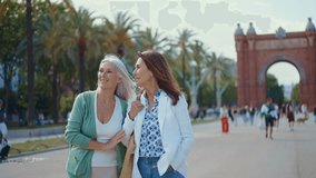 Beautiful senior women bonding outdoors in the city - Attractive cheerful mature female friends having fun, shopping and bonding, concepts about elderly lifestyle	 - Powered by Shutterstock - Get 15% off with code: PIKWIZARD15
