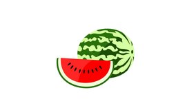 Watermelon and slice watermelon, graphic animation. Alpha channel. Colored. Transparent background motion design. 4K resolution - Powered by Shutterstock - Get 15% off with code: PIKWIZARD15