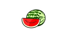Watermelon and slice watermelon, graphic animation. Alpha channel. Colored with outline. Transparent background motion design. 4K resolution - Powered by Shutterstock - Get 15% off with code: PIKWIZARD15