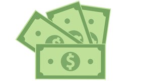 dollar bills animation. Paper money banknote, finance. 2d animation money. Alpha channel or transparent background. Motion graphic - Powered by Shutterstock - Get 15% off with code: PIKWIZARD15