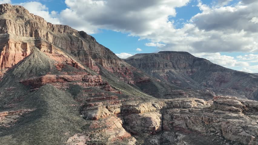 Aerial view of the rugged landscape of the Virgin River Gorge in Northwest Arizona near the boarders of Utah and Nevada