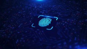 Fingerprint scanning unlock and access business data network. Cloud. Biometric identification Authentication cyber security protect business transaction online digital cyber attack. 3D Illustration - Powered by Shutterstock - Get 15% off with code: PIKWIZARD15