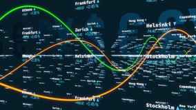Close-up stock market data, chart in a three dimensional space. Currency signs in the background. Business, trading, investment, wealth, market research, digital screen, tading, analyzing. 3Danimation - Powered by Shutterstock - Get 15% off with code: PIKWIZARD15