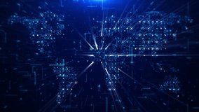 World map hologram Digital Glitched flicker world Globe Earth Map Hologram big data and networking blue background. Technology data worldwide virtual world map glowing pins location. 3D Illustration - Powered by Shutterstock - Get 15% off with code: PIKWIZARD15