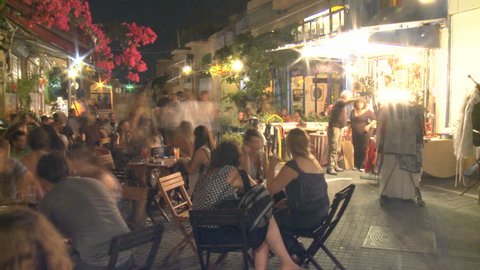 Tel Aviv - CIRCA 2011: Time lapse of people enjoying night life at Bar Caffe ,Jaffa, Israel,