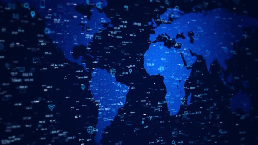Global planet background. network planet map Earth connection exchange. Big data analytics business social network concept, world map point line. global business, digital technology. 3D Illustration