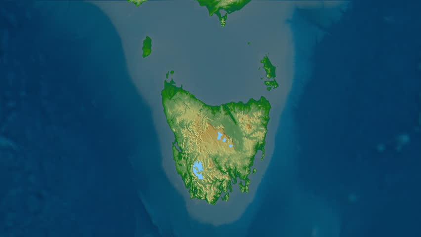 Tasmania - state of Australia, extruded. Physical map