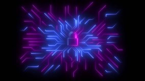 Network Security Lock Symbol. AI Computer Protecting Big Data. Hacker breaking security network system stealing user personal data financial information. - Powered by Shutterstock - Get 15% off with code: PIKWIZARD15