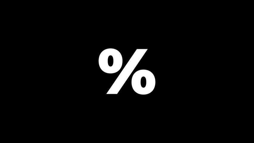 Percent sign animation on black background