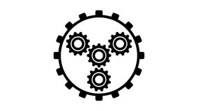 A rotating gear in the center, three gears interlock around it, and all of this is inside a larger gear.  Seamless gears system animation. - Powered by Shutterstock - Get 15% off with code: PIKWIZARD15