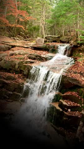Natural waterfall in the White Mountains in Lincoln, New Hampshire.