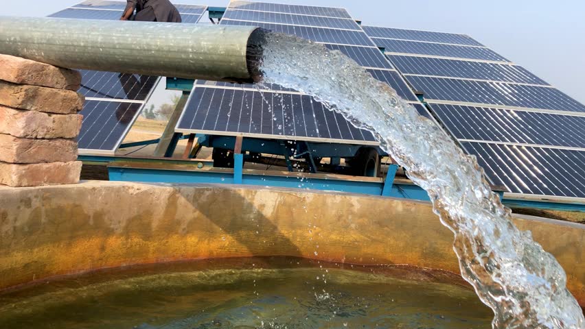 A solar powered water turbine for irrigation in the field