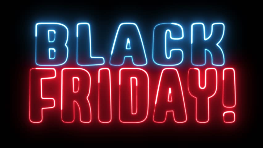 Black friday neon sign. Black Friday text font with neon light. Luminous and shimmering haze inside the letters of the text Black Friday.