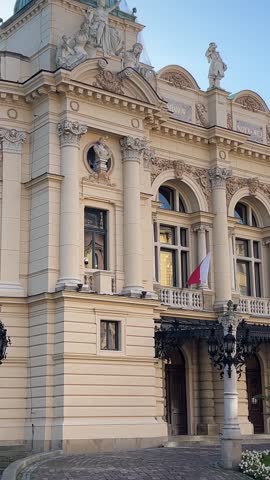 Theatre Theatre in Krakow, Poland. panorama picture of Theatre and its outside garden.