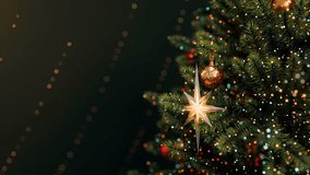 Christmas and New Year interior decorated tree. Flashing garland, illuminated lights. Christmas atmosphere. 4K - Powered by Shutterstock - Get 15% off with code: PIKWIZARD15