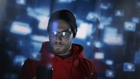 Man In Red Hoodie Digital Technology Interface Virtual Reality Cybersecurity Hacker - Powered by Shutterstock - Get 15% off with code: PIKWIZARD15
