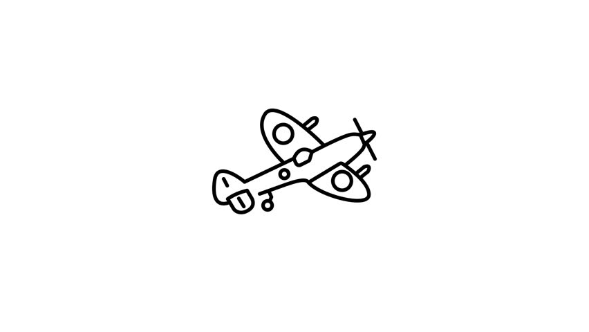 Supermarine spitfire animated icon in line style 