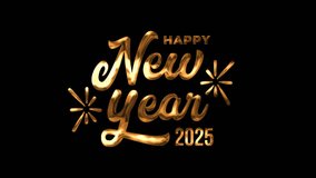 Happy New Year 2025 Animation Text in White and Gold Color. Great for video introduction 4K Footage and used as a card for 2025 New year celebration. Animated Happy New Year 2025. - Powered by Shutterstock - Get 15% off with code: PIKWIZARD15