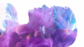 Vertical video. Art portrait. Inner beauty. Purple blue ink swirl in female head silhouette double exposure isolated on white background. - Powered by Shutterstock - Get 15% off with code: PIKWIZARD15