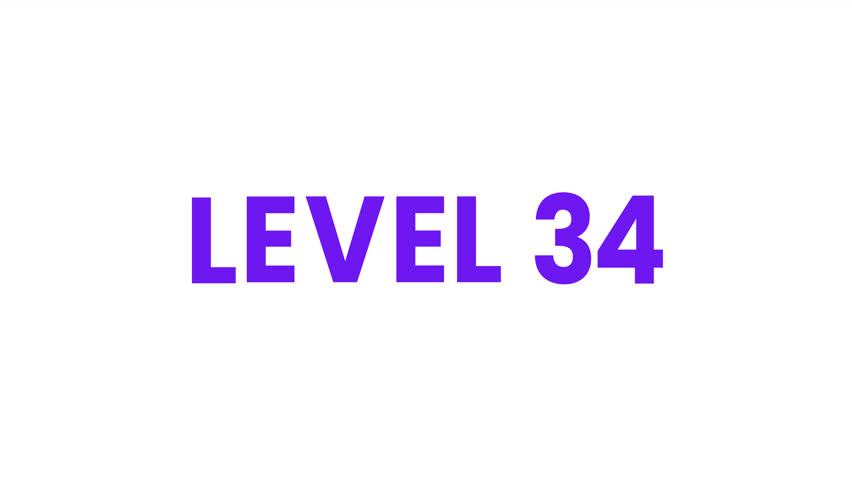 Level 34 Text Animation. Alpha matte with transparent background 4K resolution.