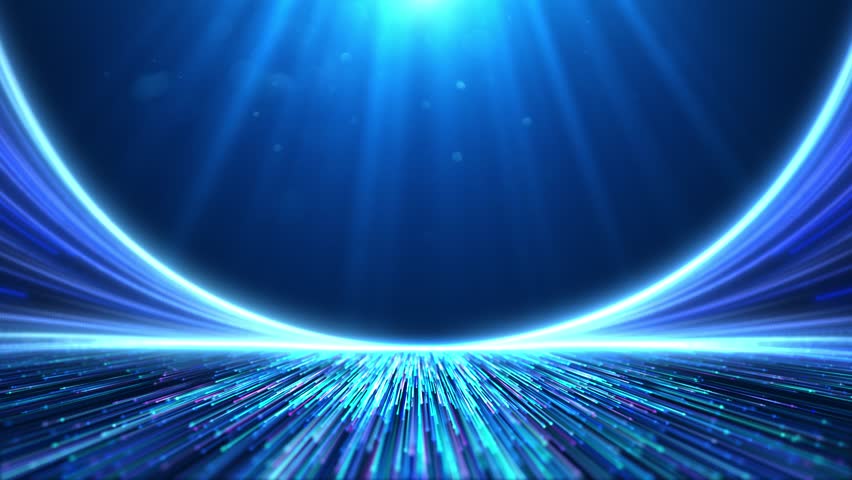 The blue particle lines continue to grow, and the light stripes evolve and flow. creating a dynamic background for future technology, used for commercial activities of technology enterprises.