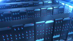 Modern interior server room data center. Cloud computing datacenter server room. Connection and cyber network. Backup, mining, hosting, mainframe, farm, cloud and computer rack. - Powered by Shutterstock - Get 15% off with code: PIKWIZARD15