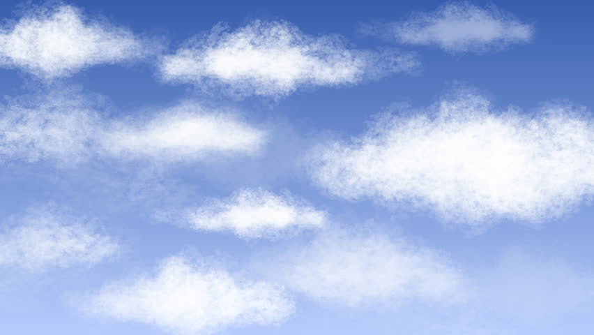 Realistic Cloudy sky animation. Animated Animated Clouds time-lapse on Blue Sky Background. Natural clouds landscape illustration. Hand Drawn Clouds background. Animated clouds background template.