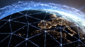 Social networking, media, global internet. Network is growing and covering the planet. Technology globe animation of the Europe. Data exchange, information sharing, global networking, data transfer.  - Powered by Shutterstock - Get 15% off with code: PIKWIZARD15