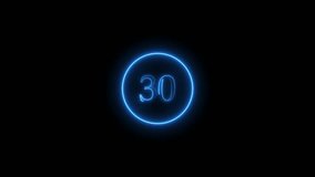 Neon glowing 30 to 0 second countdown animation ,countdown time concept - Powered by Shutterstock - Get 15% off with code: PIKWIZARD15