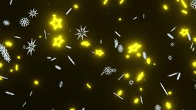 Abstract 3D horizontal sparse falling stars snowflakes Happy New Year Merry Christmas Navidad winter backgrounds neon glitter confetti particle event festive greeting card blank space animation loop - Powered by Shutterstock - Get 15% off with code: PIKWIZARD15