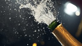 Super Slow Motion of Champagne Explosion with Camera Motion. Filmed on High Speed Cinema Camera, 1000fps. - Powered by Shutterstock - Get 15% off with code: PIKWIZARD15