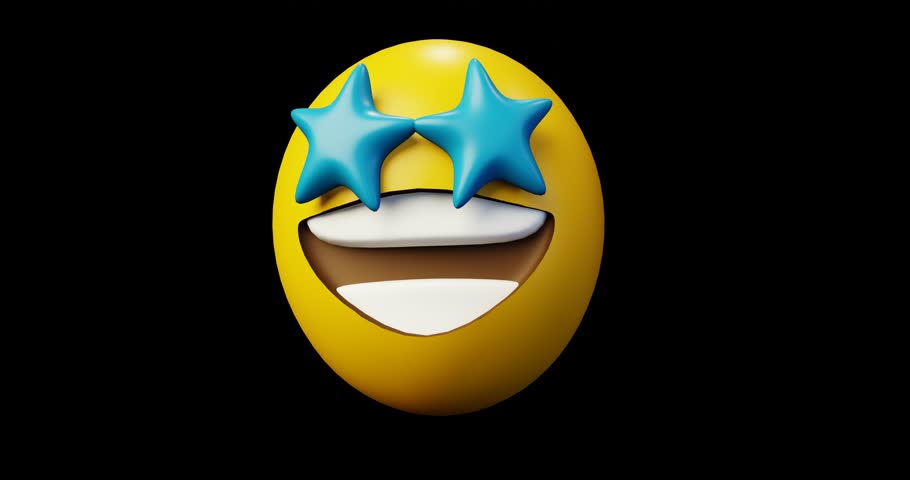 3d Emoticon Starry Eyes Yellow Ball Emoticon Emoji or Smiley Looping Animation