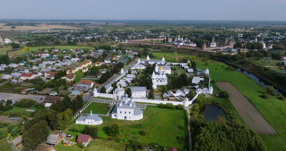 Suzdal. Pokrovsky monastery. Orthodox churches and monasteries. Aerial, 2015