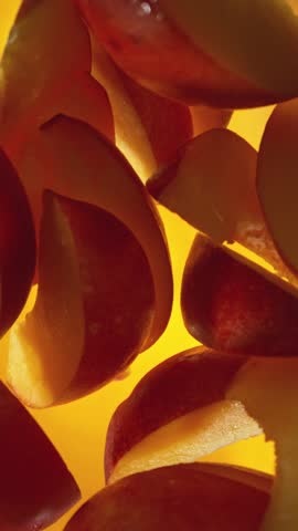 Super Slow Motion Shot of Splashing Fresh Nectarines . Filmed on High Speed Cinematic Camera at 1000fps .