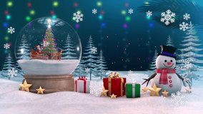 Snow Globe. Santa Claus, Snowman, Snowfall, Christmas Tree, Gifts, Candy, Gingerbread Man, Fireworks, Happy New Year, Merry Christmas. - Powered by Shutterstock - Get 15% off with code: PIKWIZARD15