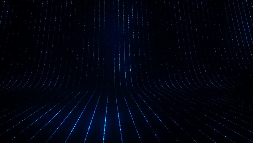 3d animation, abstract black background with blue neon lines go up
