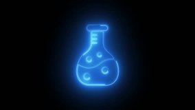 Neon glowing beaker or test tube animation on the black background. Laboratory glassware sign. 4K Video motion graphic animation - Powered by Shutterstock - Get 15% off with code: PIKWIZARD15