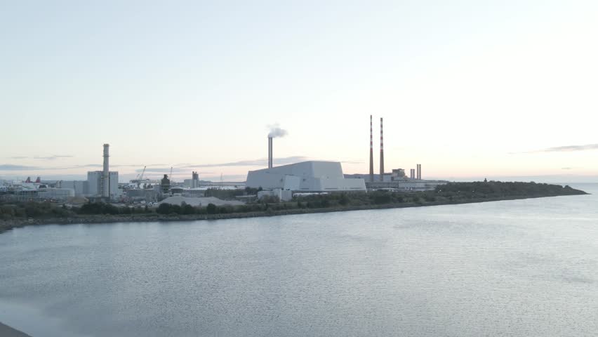 Dublin Waste to Energy Facility In Dublin, Ireland - Aerial Shot