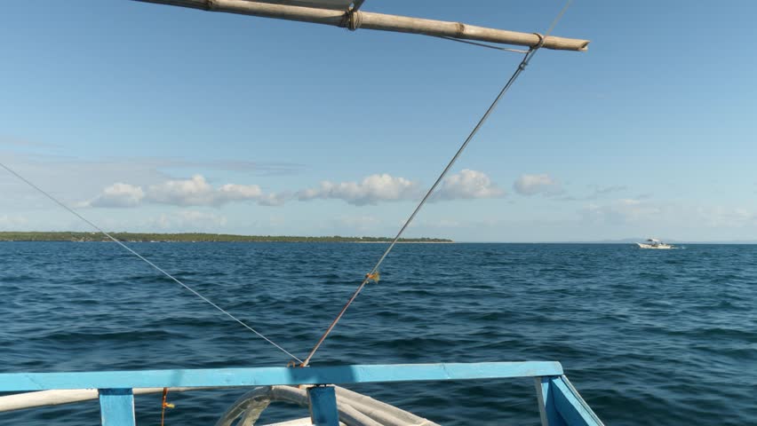 POV From Boat Sailing In The Ocean To The Virgin Island In Cebu, Philippines.