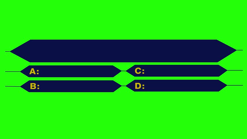 Challenge Quiz Template Background With Option Selection, Quiz Game Animation. Alpha Channel green background. 4K resolution