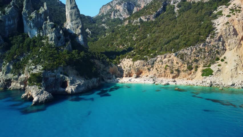 Aerial view of the famous Cala Goloritze in Sardinia, Italy.