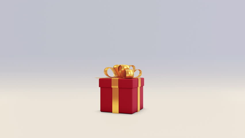 Gift box pops up and opening with confetti. 3d animation Render4k. Gift give away, Mobile Marketing. online present or gift with white and green background. Christmas, new year, birthday.