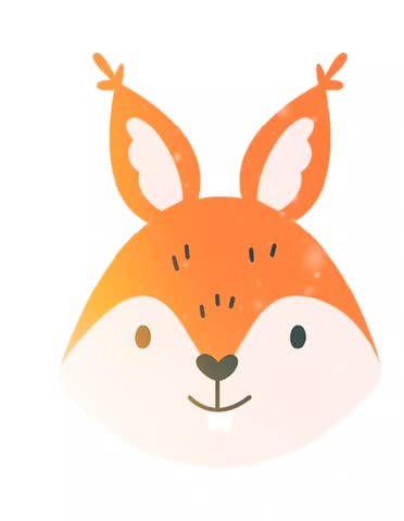 Cute Orange Fox Animation Closeup