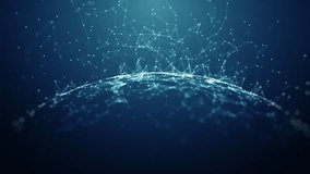 Cyber protect security sphere. Digital network connections forming a globe on a dark blue background, symbolizing global communication and technology. Seamless loop. - Powered by Shutterstock - Get 15% off with code: PIKWIZARD15