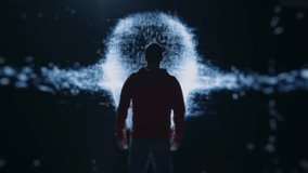 Futuristic Scene of a Man Engaging With a Looming AI in Digital Surroundings - Powered by Shutterstock - Get 15% off with code: PIKWIZARD15